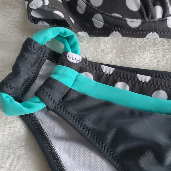 Grey & Teal Polka Dot Bikini - Picture 4 of 13